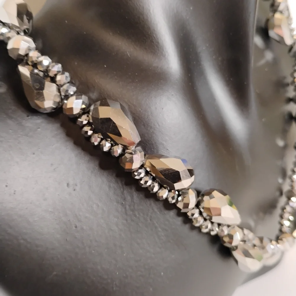 Vintage Smokey Mirrored Twisted‎ Bead Necklace